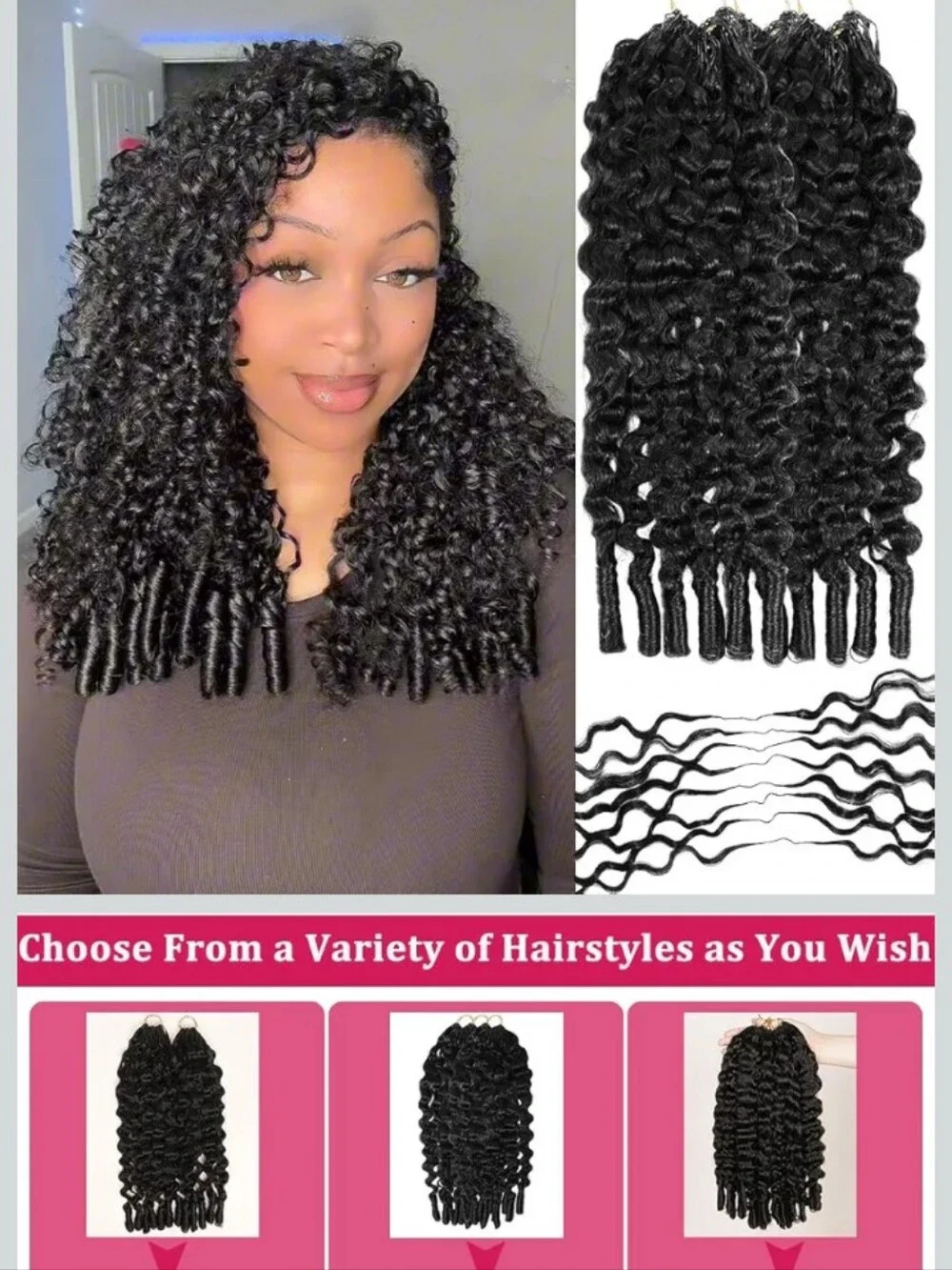 Burmese Curly Crochet Human Hair - Picture 2 of 7
